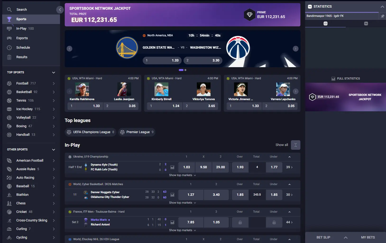 Página de apostas esportivas do Gxmble Casino com apostas ao vivo e mercados de apostas